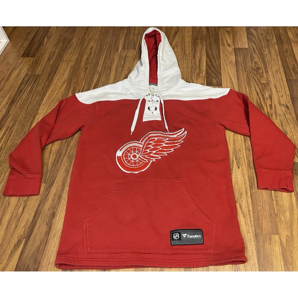 Detroit Red Wings Hoodie‎ Mens Medium Red NHL Hockey Fanatics Lace Up Pullover